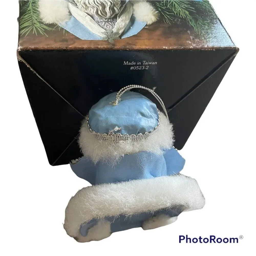 Papa Frost Blue fabric mache ornament Vintage The Heritage Santa Collection RARE